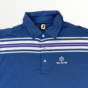 FootJoy Golf Performance Stretch Mens Blue Striped Short Sleeve Polo Shirt XL
